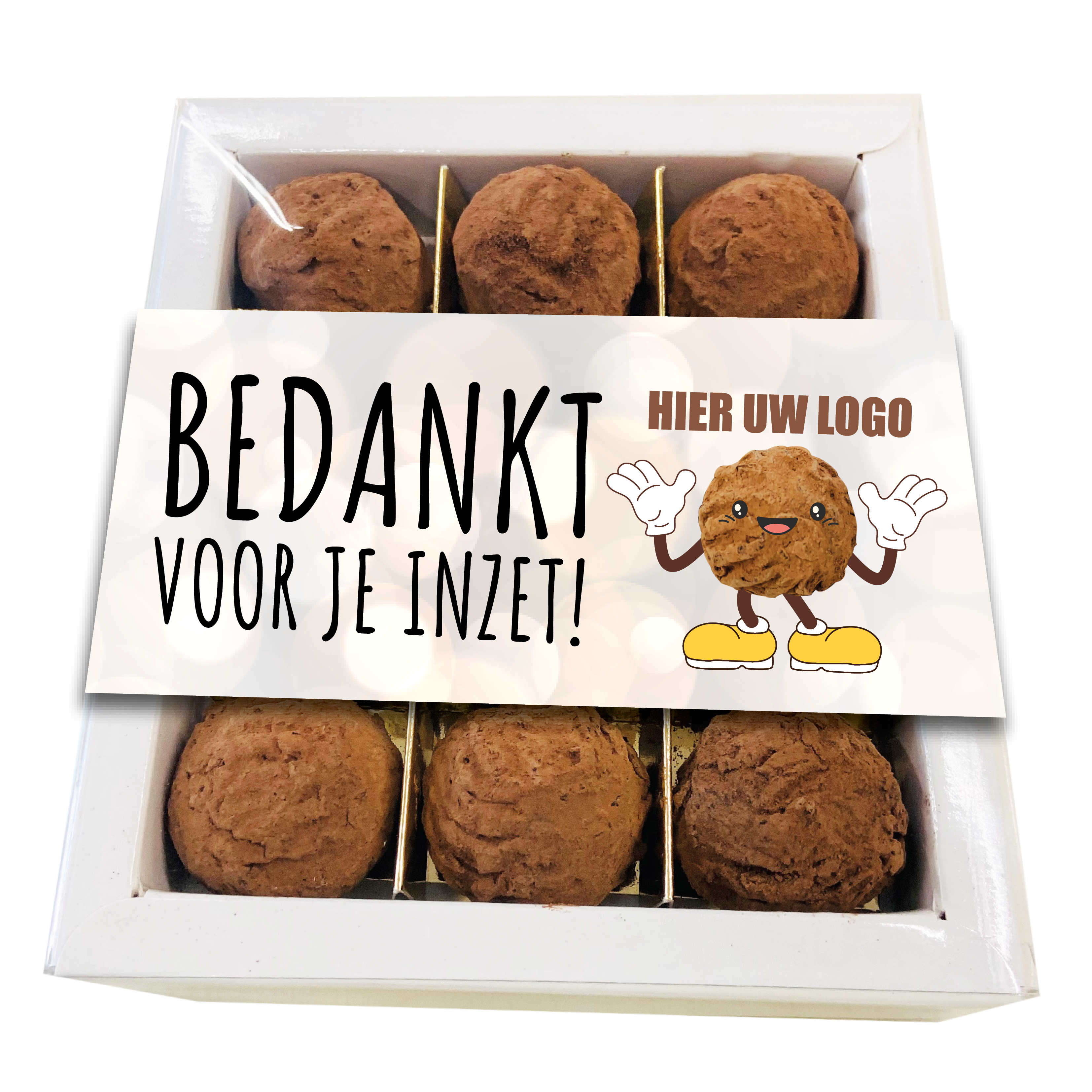 12 heerlijke roomtruffels in geschenkdoos (incl. banderol)