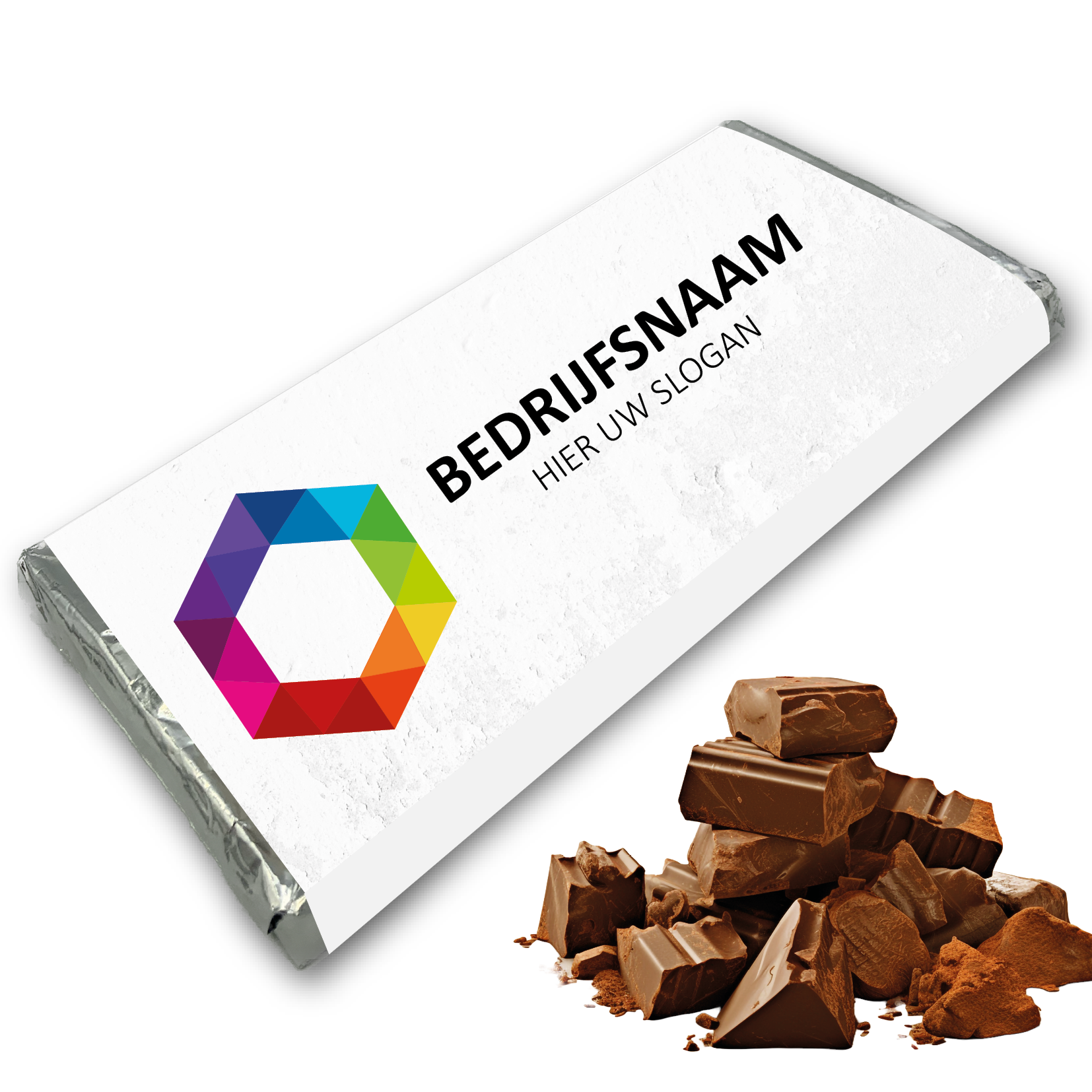 Chocolade Reep 200 gram met bedrukte banderol