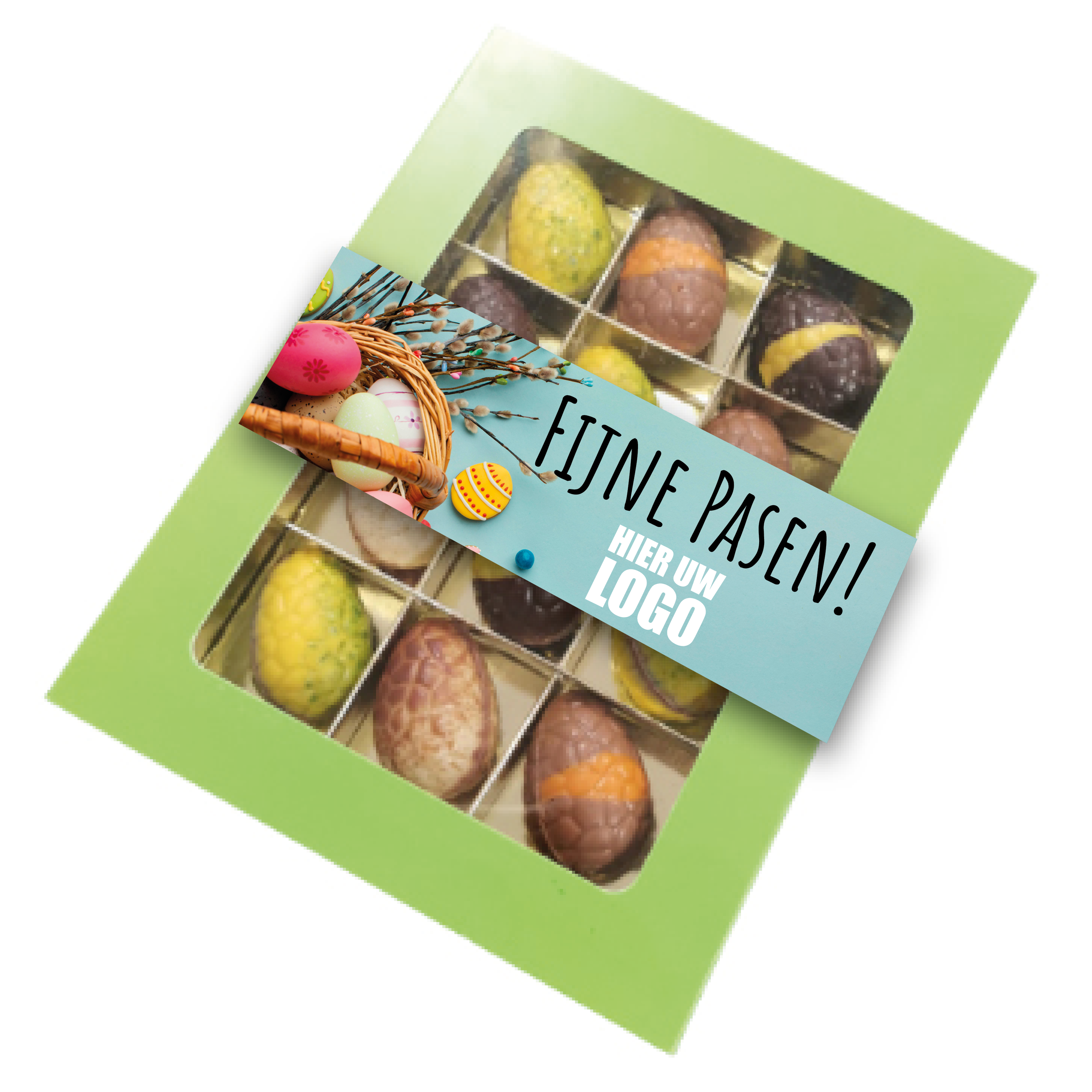 Paas chocolade, paas eieren, praline, paas chocolade met een logo, Pasen