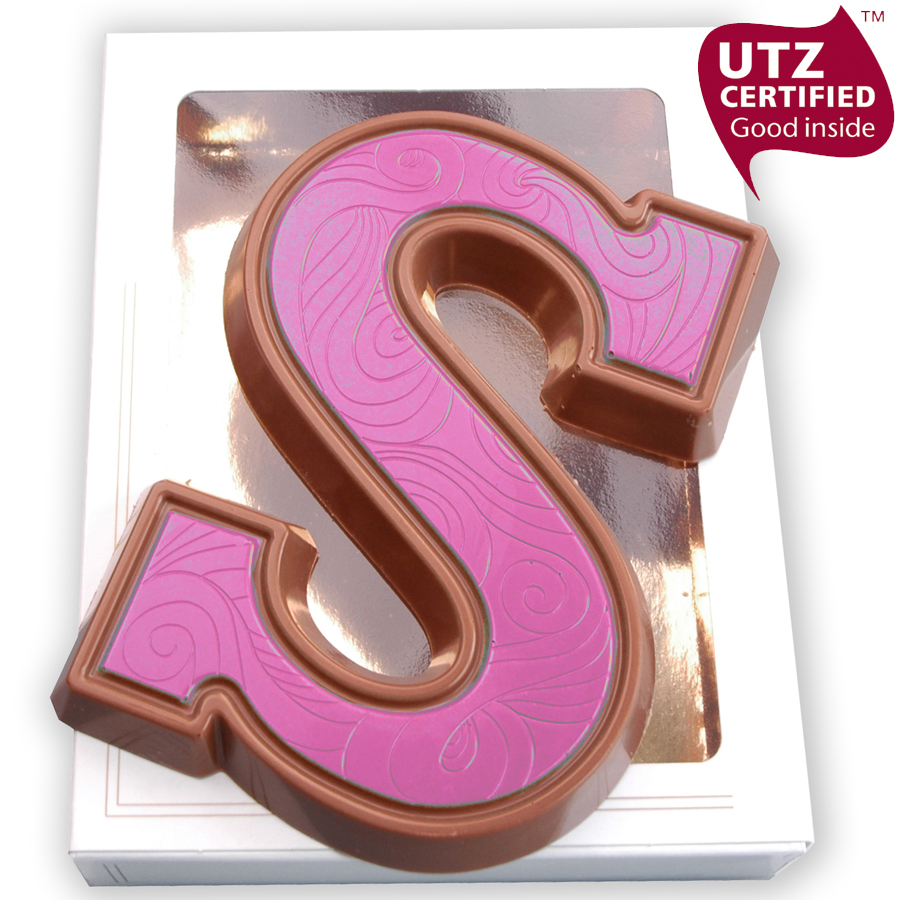Chocoladeletter S doublet roze