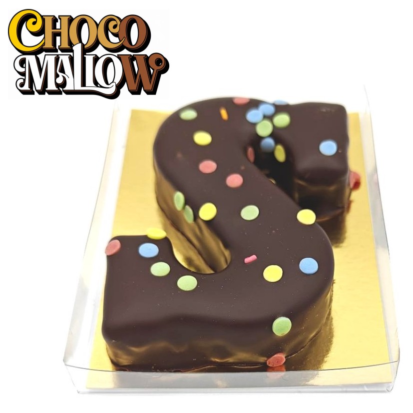 chocomellow, letter S, marshmellow, marshmallow met chocolade, marshmallow met chocolade met logo