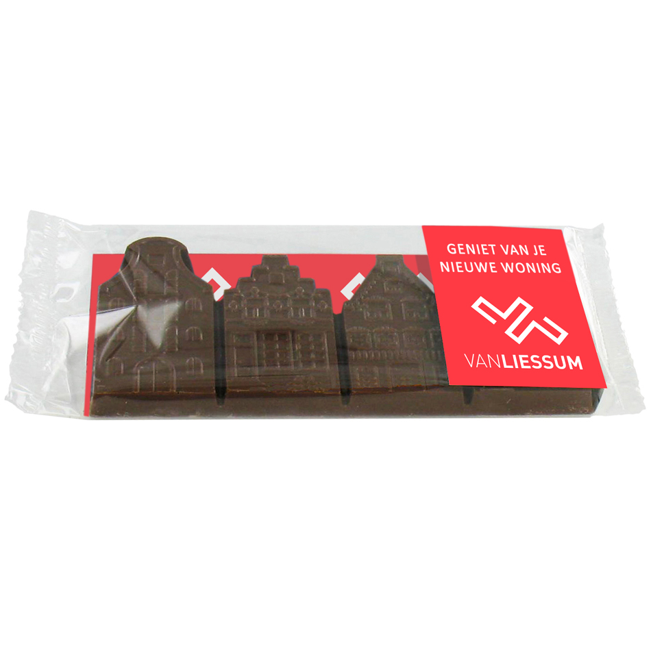 Chocolade Amsterdamse huisjes, 4 in cellofaan zakje