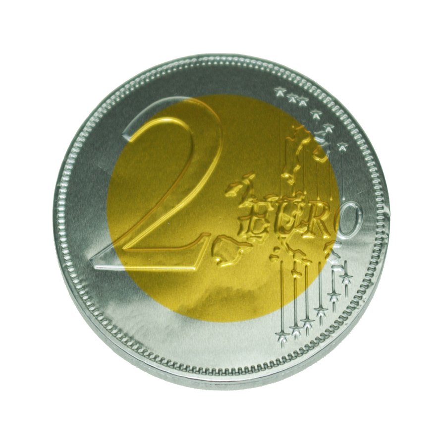 Chocolade munt 2 Euro 7,5 cm