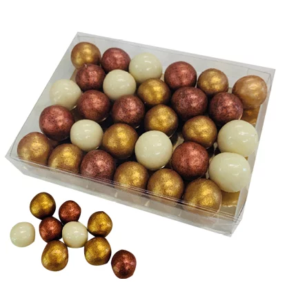 KERST Geschenkdoosje met gekleurde chocolade kerstballetjes - inclusief banderol 