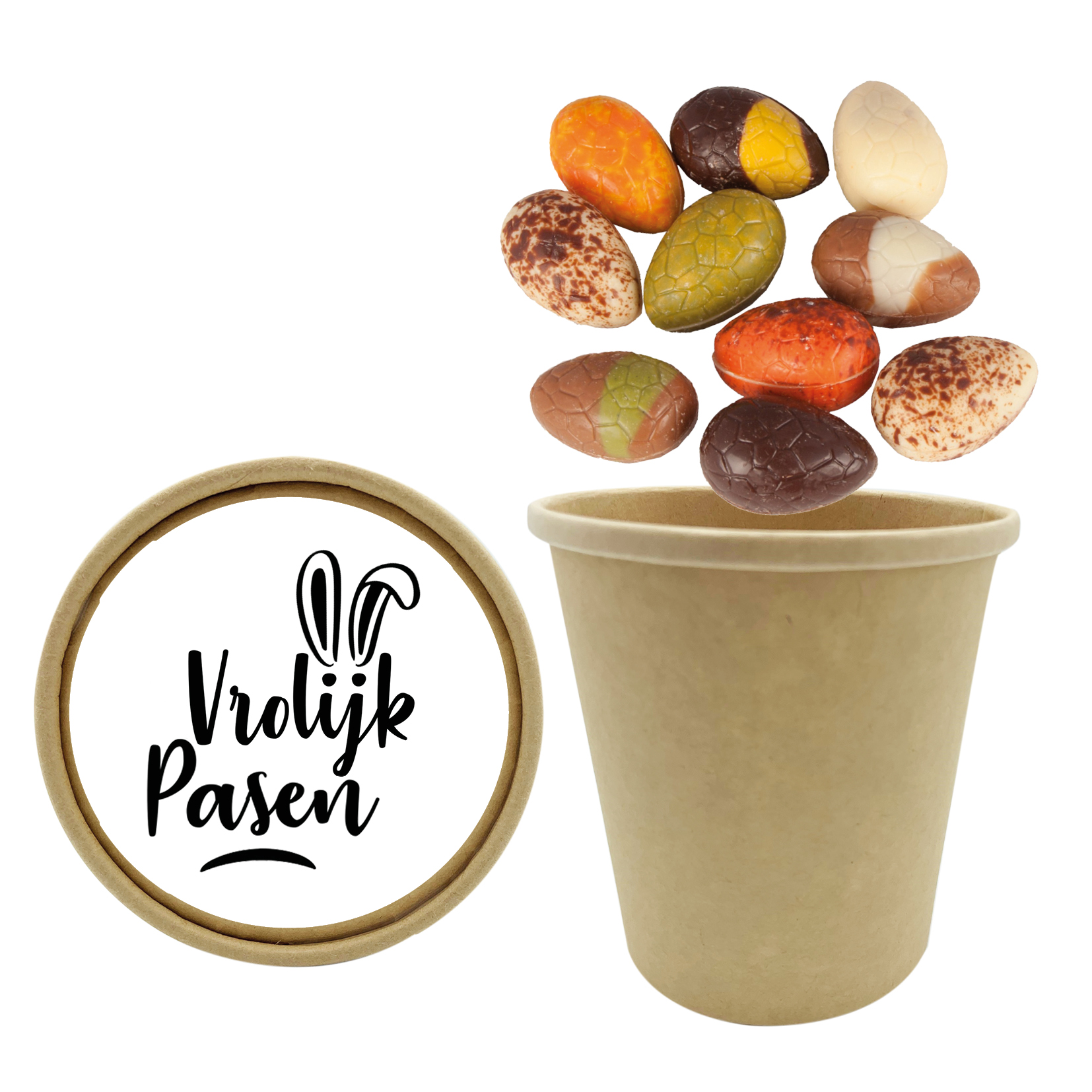 Paas chocolade, paas eieren, praline, paas chocolade met een logo, Pasen, biologisch