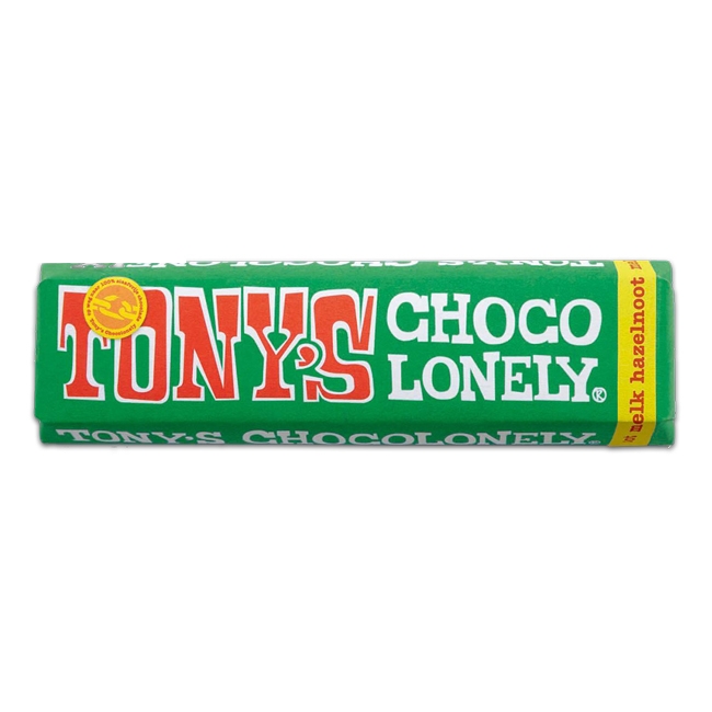 Tony's Chocolonely Melk-hazelnoot reep, 47 gram