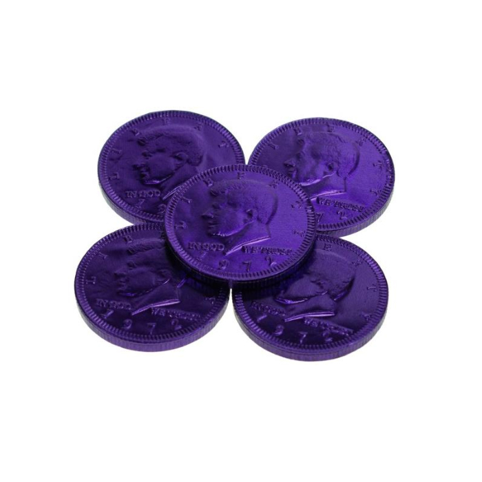 Munt paars 38 mm Chocolade munt 3,8 cm met logo