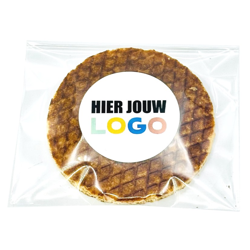 Stroopwafels met logosticker groot 1 