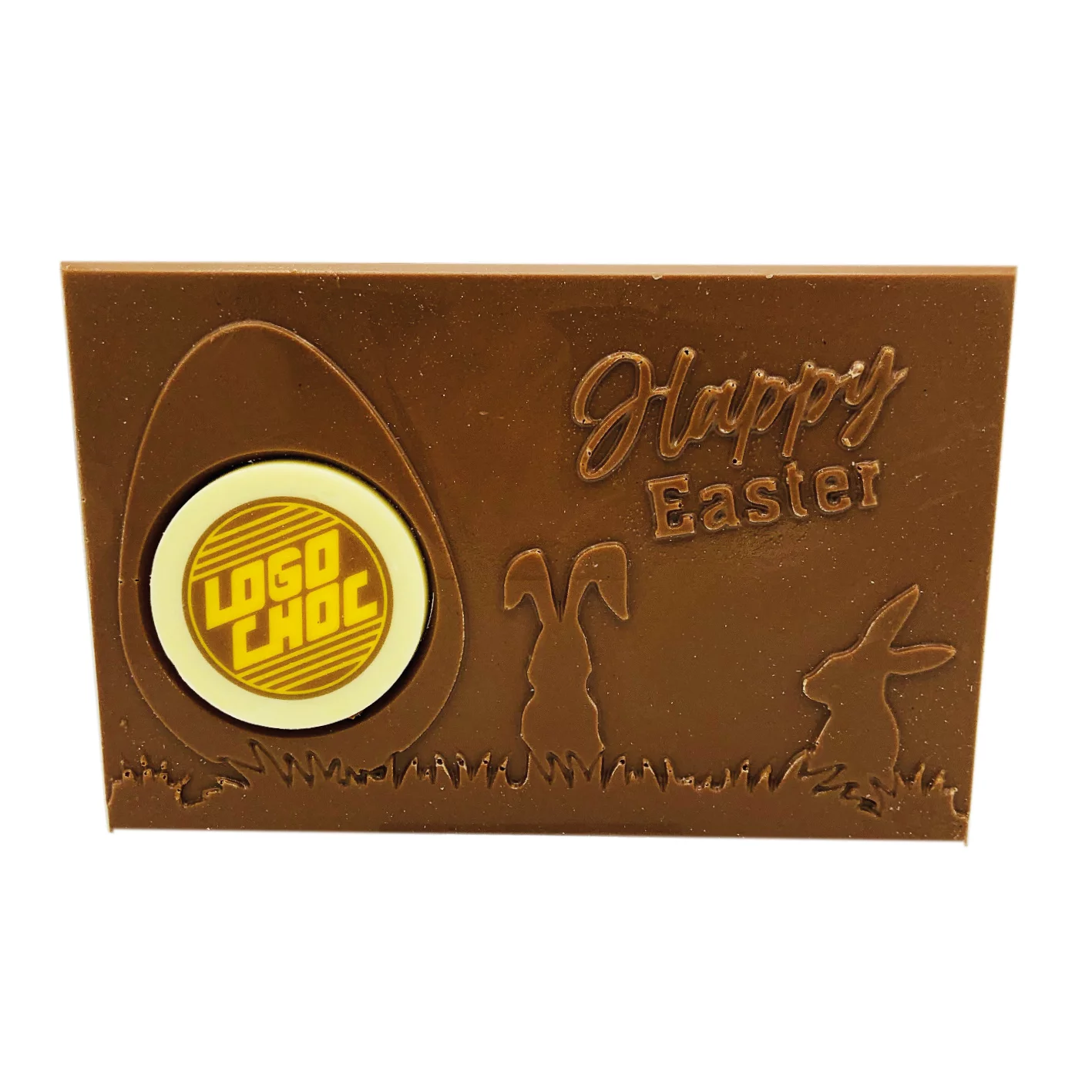 Chocolade tablet, bedukte tablet. tablet met logo