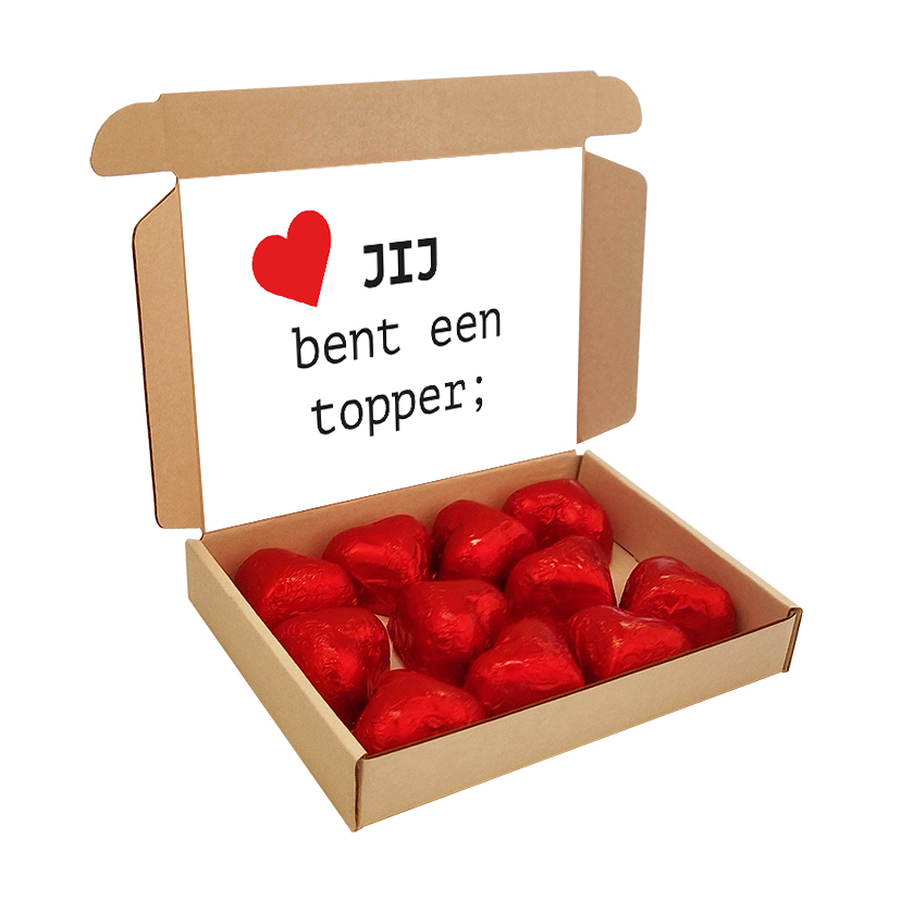 Verzenddoosje hartjes bonbons  