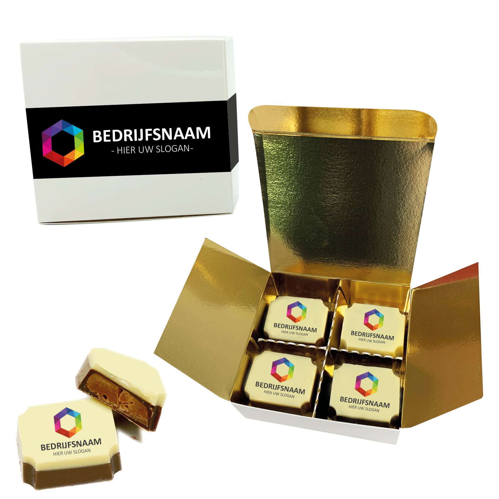 vip doosje, chocolade met een logo