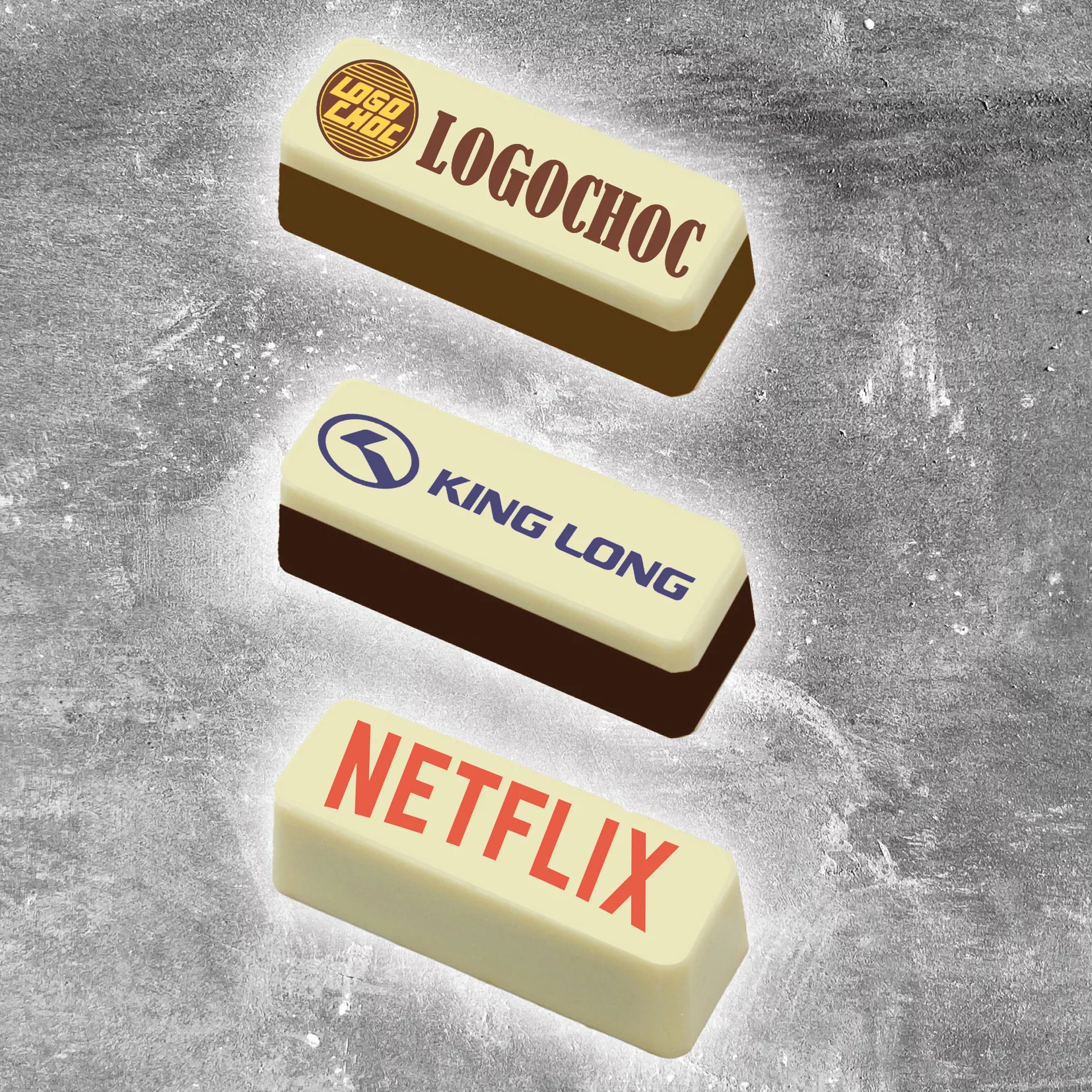 Logobonbon extra lang chocolade met een logo, logobonbons